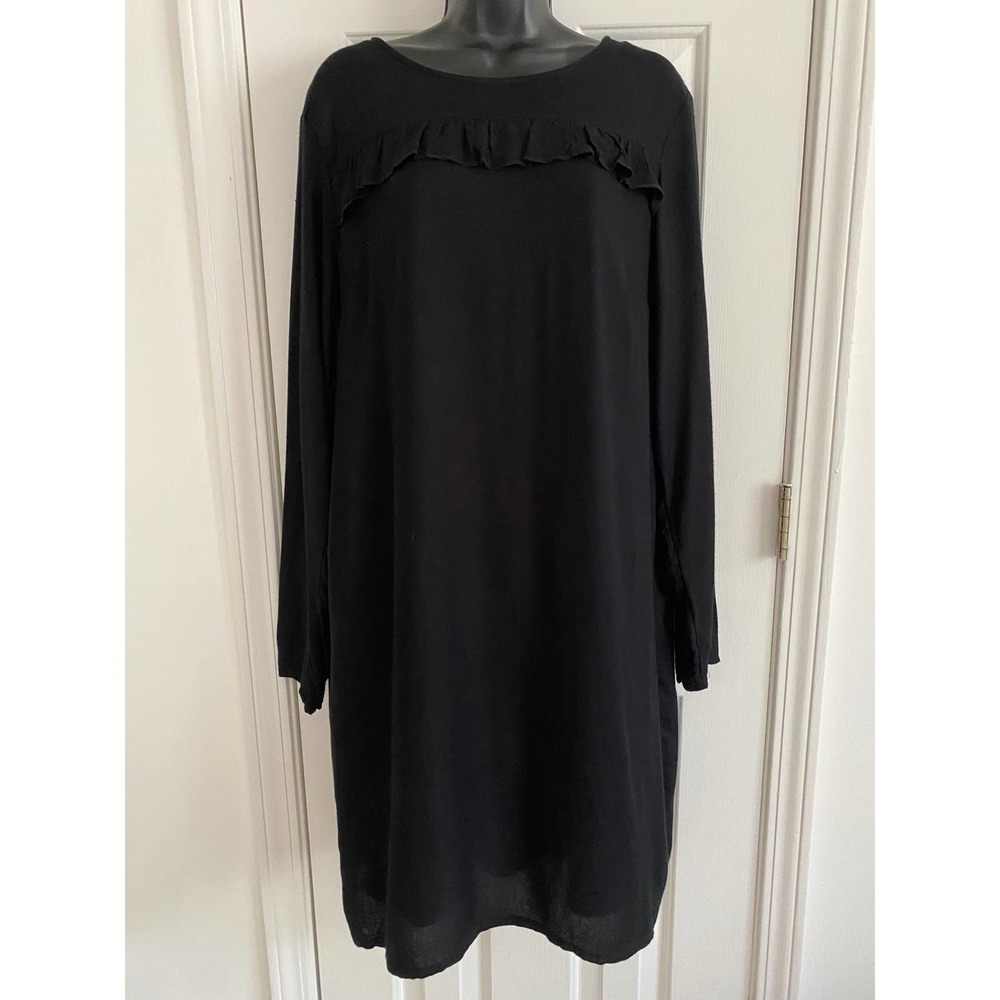 Old Navy Dress LARGE Long Sleeve Ruffled Black NEW